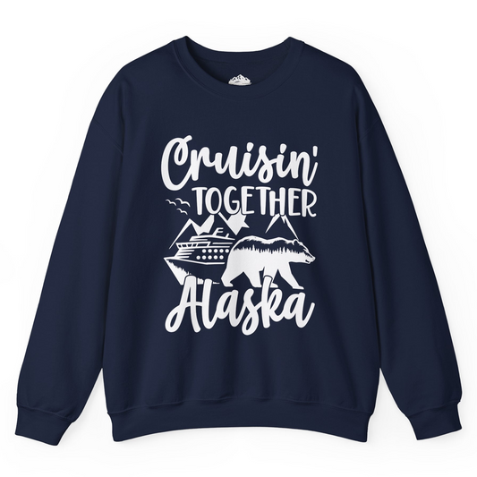 Alaska Cruise Adventure Shirt - Cruisin Together Bear Mountains Scene Sweatshirt – Navy – Alaska Cruise Shirts