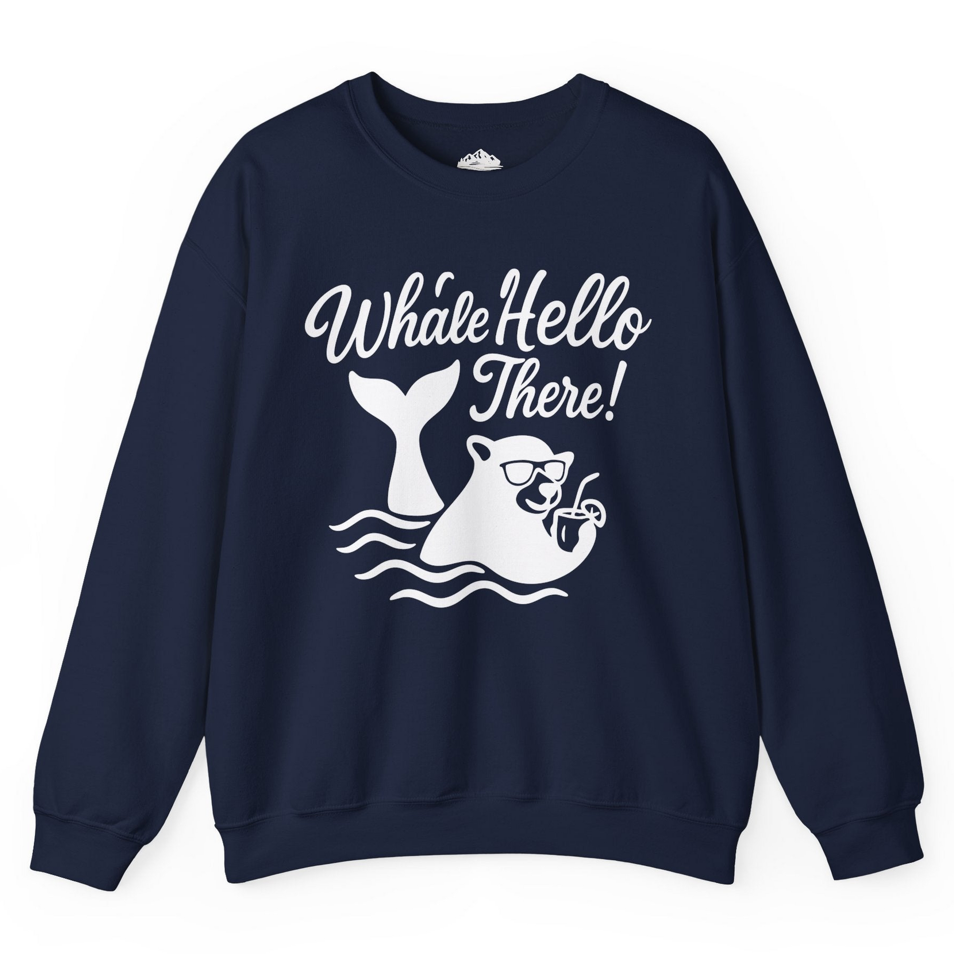 Whale Hello There Shirt - Funny Beach Animal Pun Graphic Tee Sweatshirt – Navy – Alaska Cruise Shirts