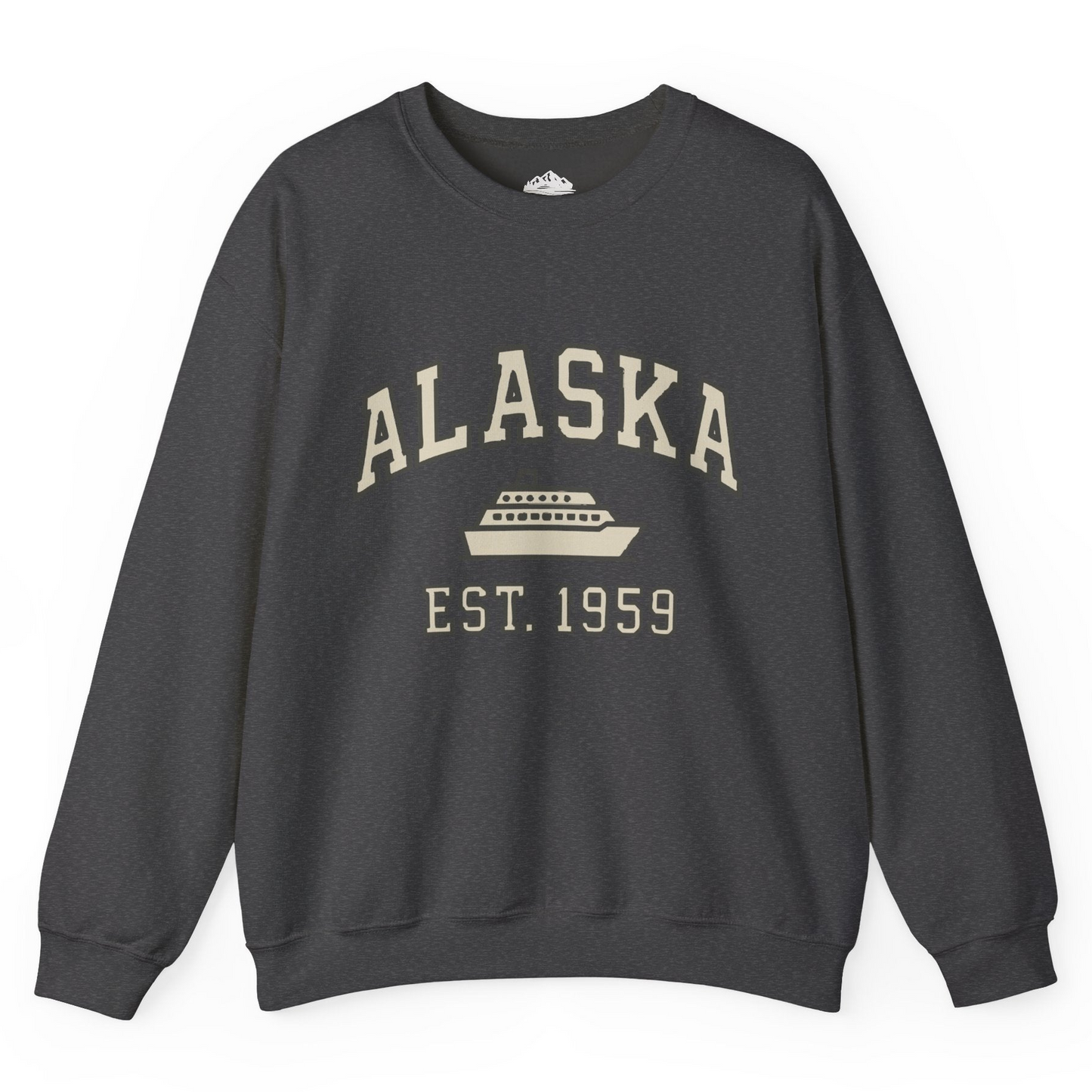Alaska Cruise Shirt - Vintage Collegiate Ship Est 1959 Nautical Design Sweatshirt – Dark Heather – Alaska Cruise Shirts