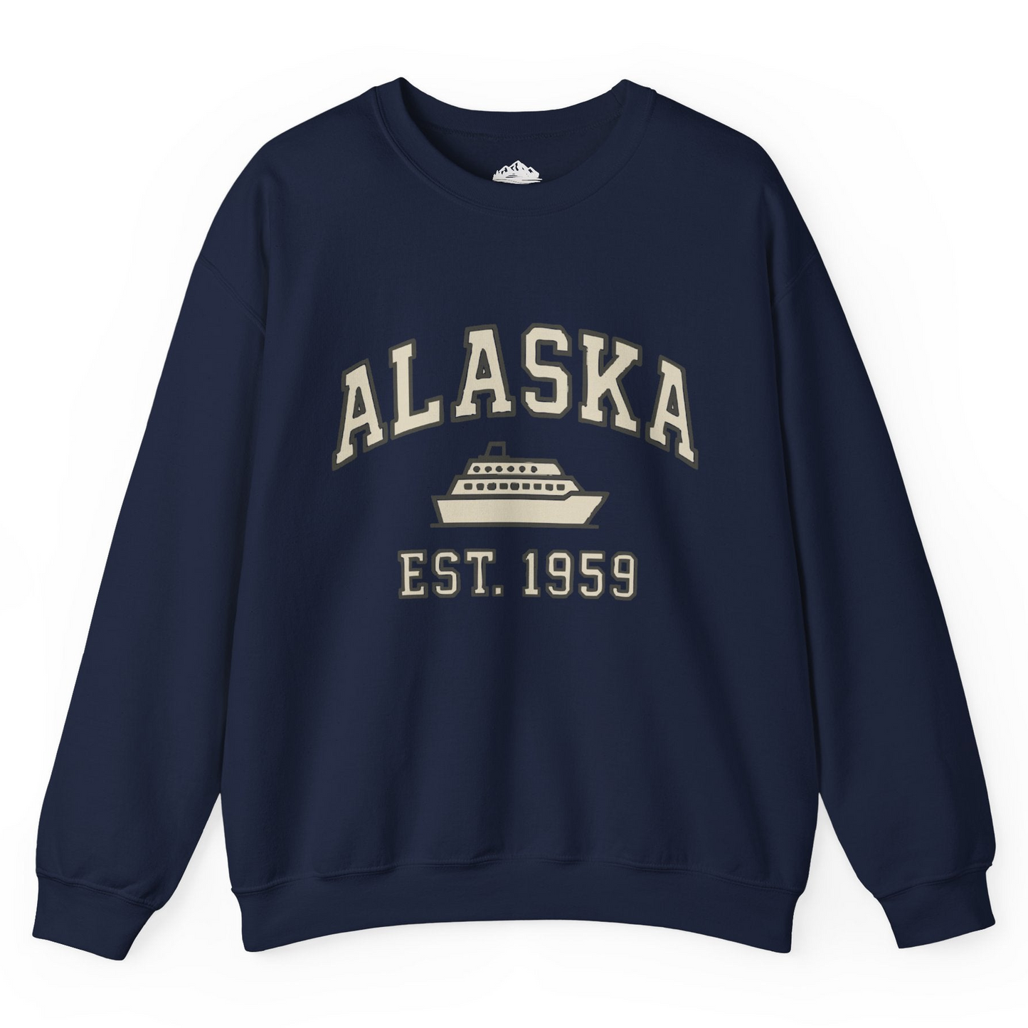 Alaska Cruise Shirt - Vintage Collegiate Ship Est 1959 Nautical Design Sweatshirt – Navy – Alaska Cruise Shirts