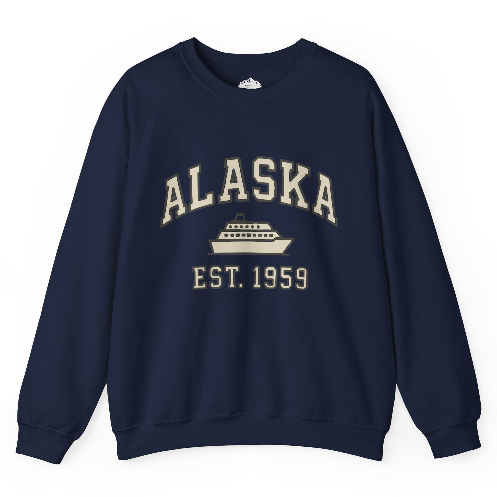 Alaska Cruise Shirt - Vintage Collegiate Ship Est 1959 Nautical Design Sweatshirt – Navy – Alaska Cruise Shirts