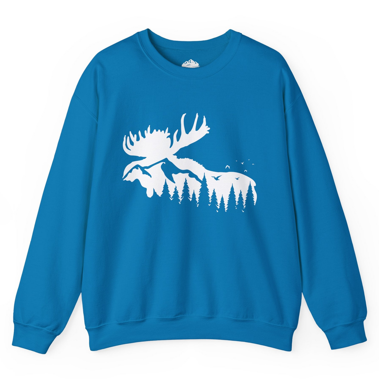 Moose Silhouette Forest Scene Shirt - Alaska Wilderness Nature Tee Sweatshirt – Sapphire – Alaska Cruise Shirts