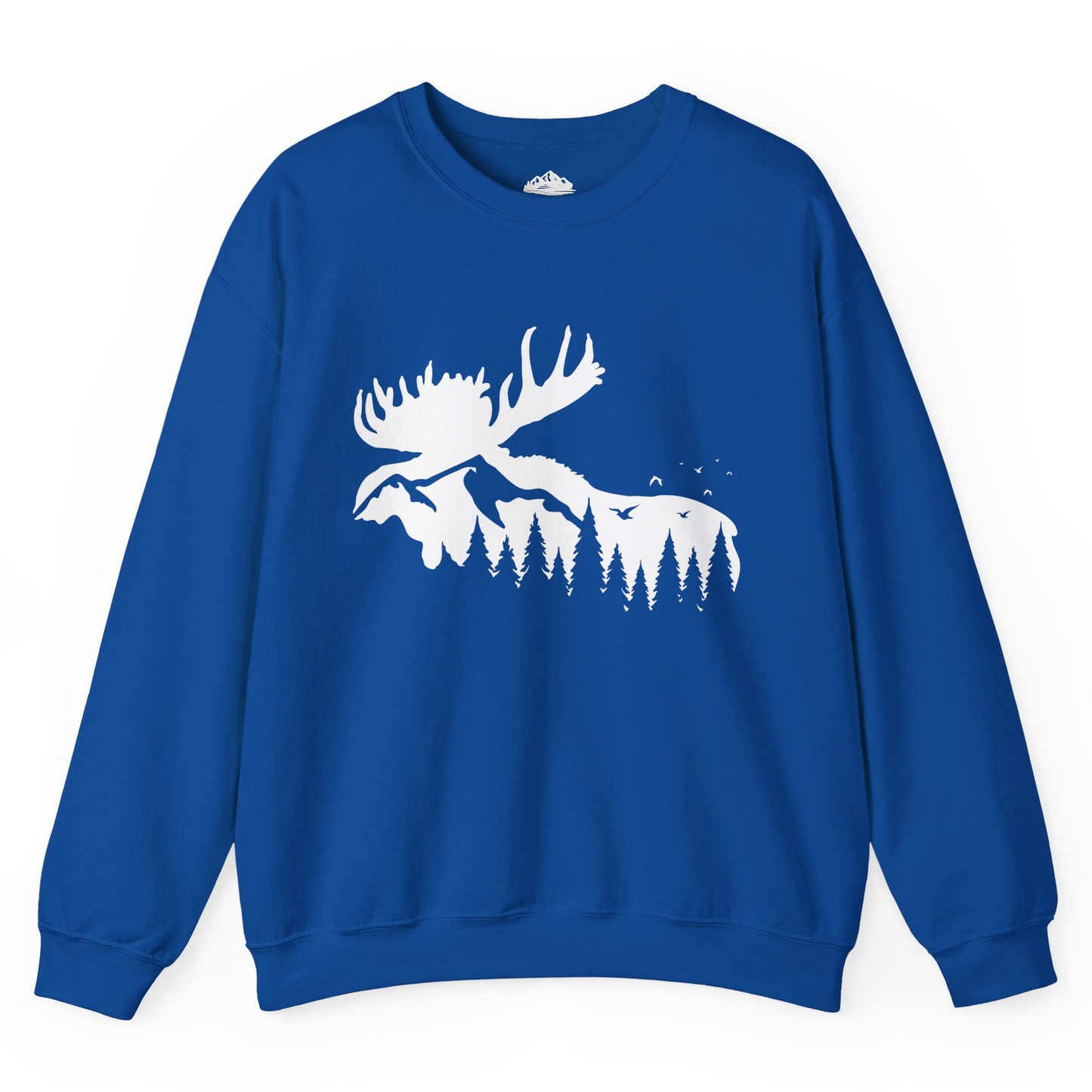 Moose Silhouette Forest Scene Shirt - Alaska Wilderness Nature Tee Sweatshirt – Royal – Alaska Cruise Shirts