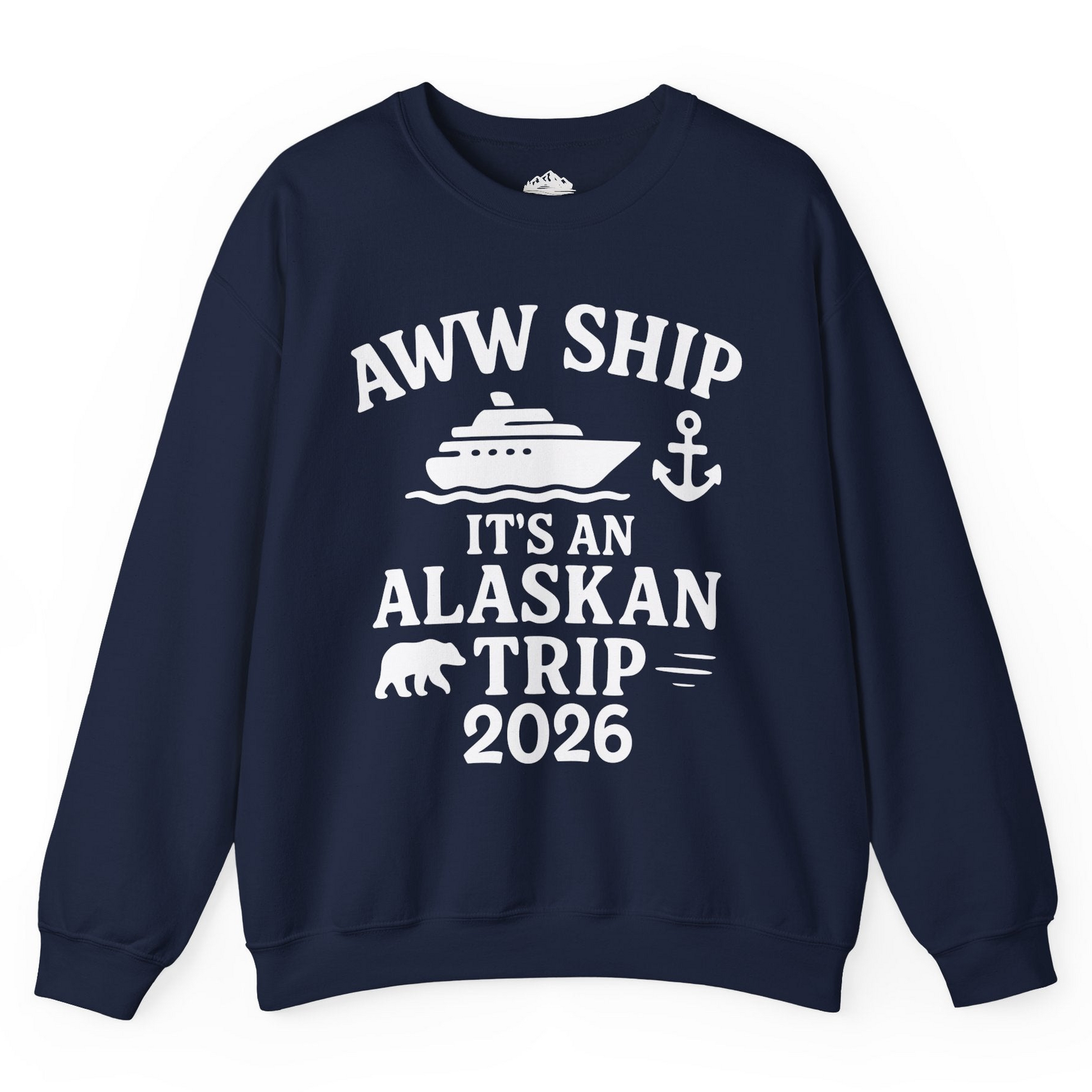 Alaska Cruise Shirt - Alaskan Trip 2026 Ship Anchor Bear Family Tee Sweatshirt – Navy – Alaska Cruise Shirts