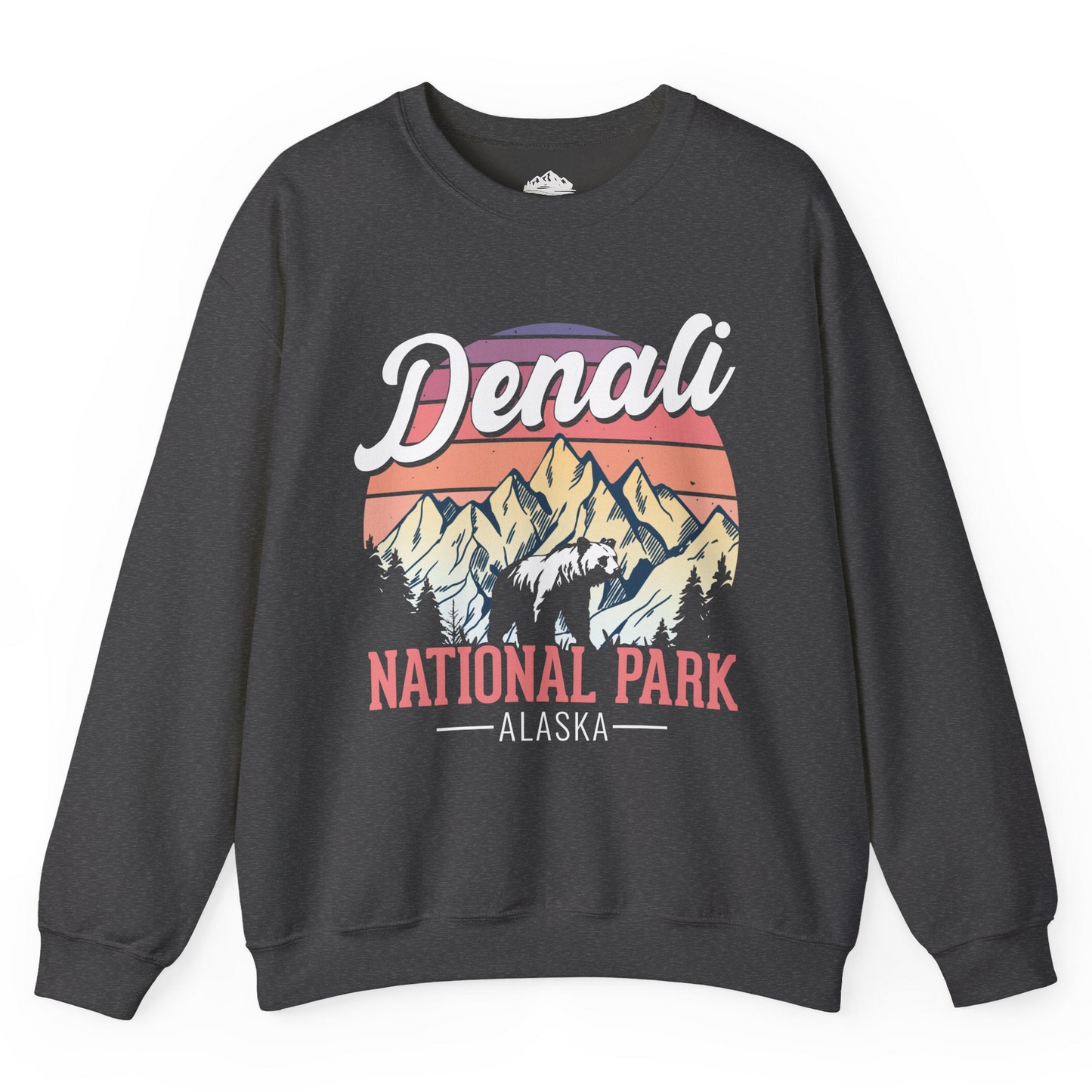 Retro Denali National Park Alaska Bear Mountains Vintage Shirt Sweatshirt – Dark Heather – Alaska Cruise Shirts