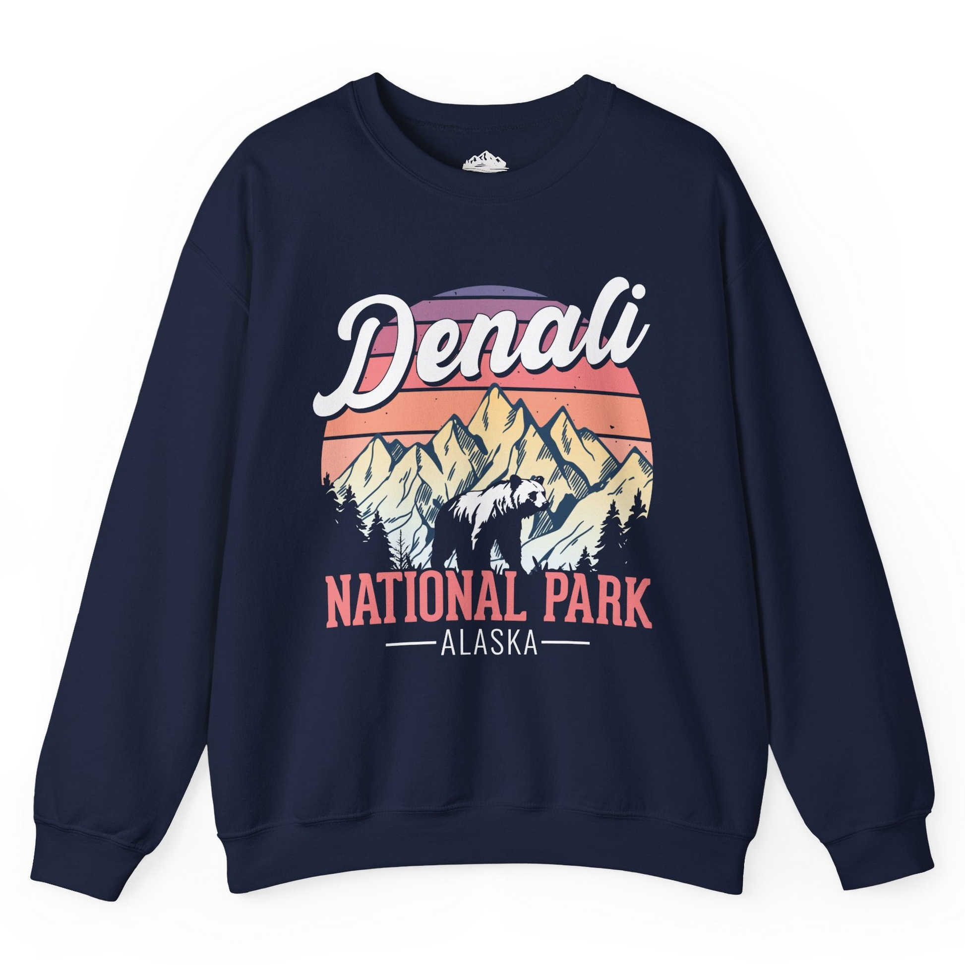 Retro Denali National Park Alaska Bear Mountains Vintage Shirt Sweatshirt – Navy – Alaska Cruise Shirts