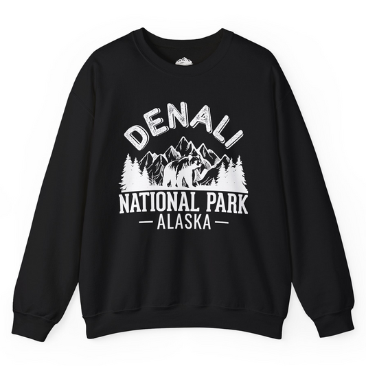 Denali National Park Bear Mountains Vintage Alaska Nature Shirt Sweatshirt – Black – Alaska Cruise Shirts