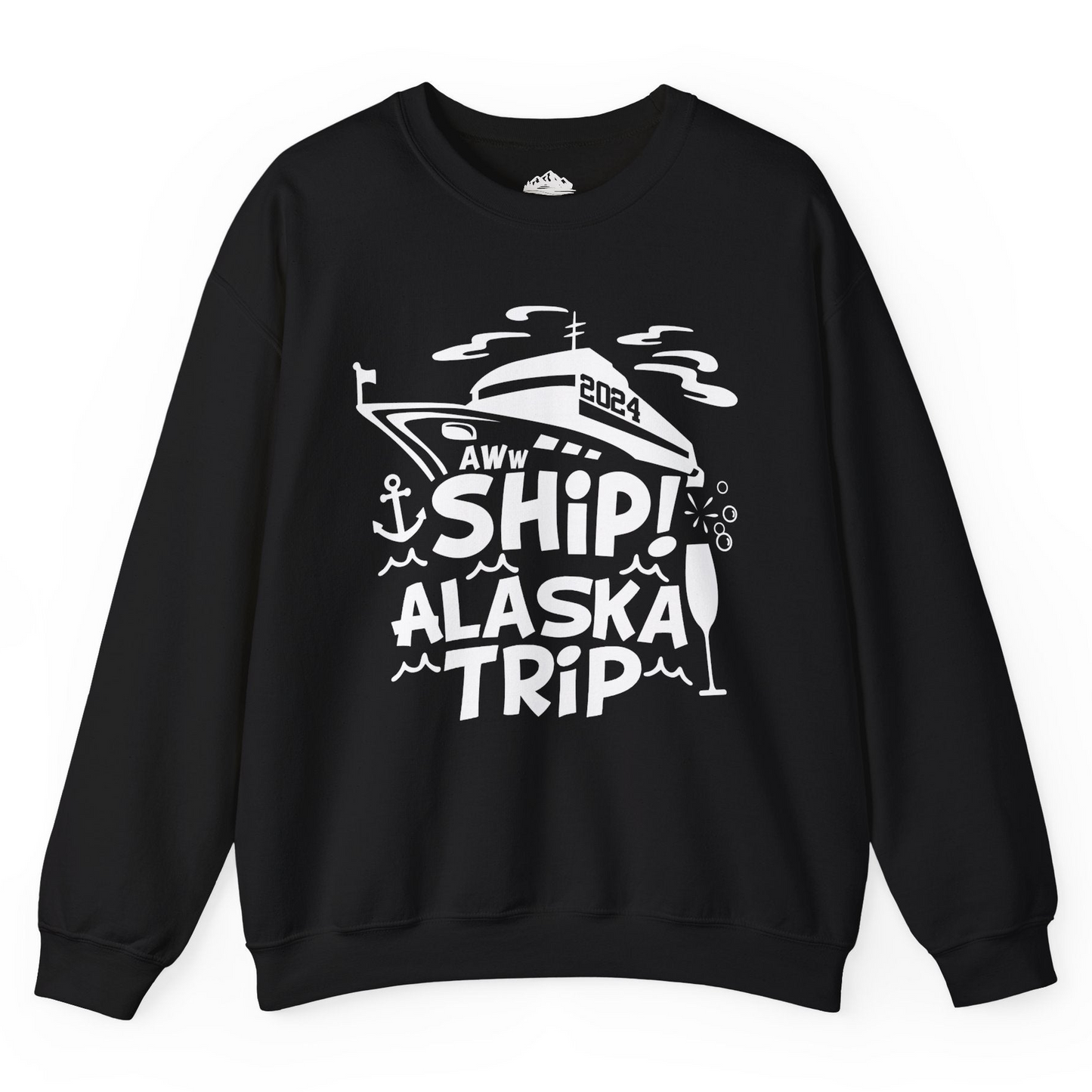 Aww Ship Alaska Cruise Shirt - Funny 2024 Group Vacation Graphic Tee Sweatshirt – Black – Alaska Cruise Shirts