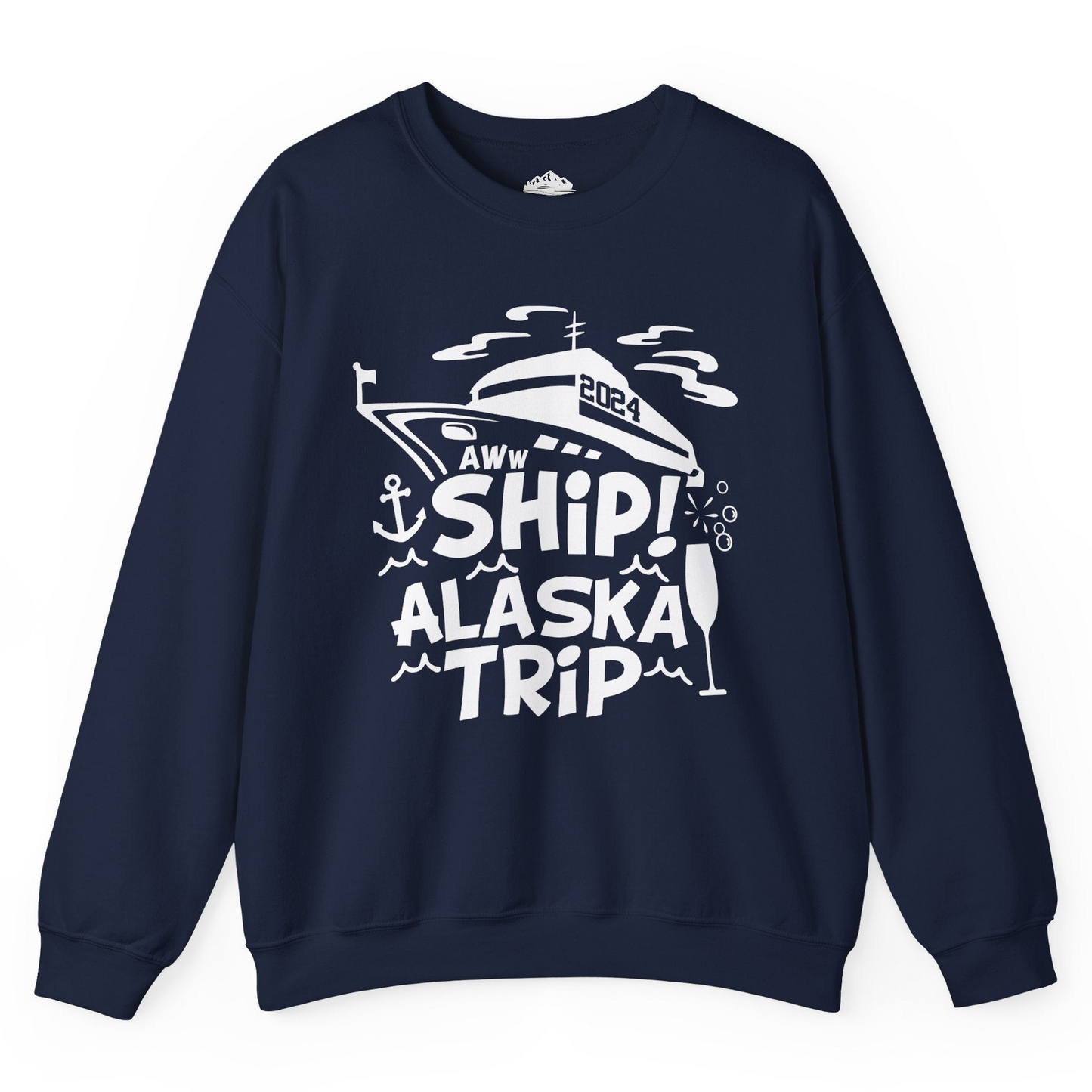 Aww Ship Alaska Cruise Shirt - Funny 2024 Group Vacation Graphic Tee Sweatshirt – Navy – Alaska Cruise Shirts