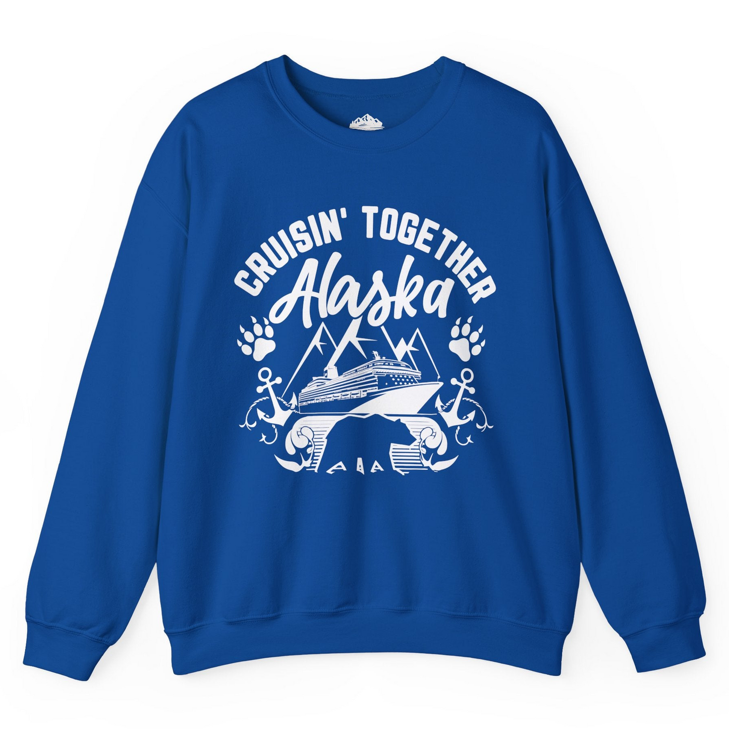 Alaska Cruise Adventure Shirt - Wildlife Bear Paw Nautical Anchors Sweatshirt – Royal – Alaska Cruise Shirts