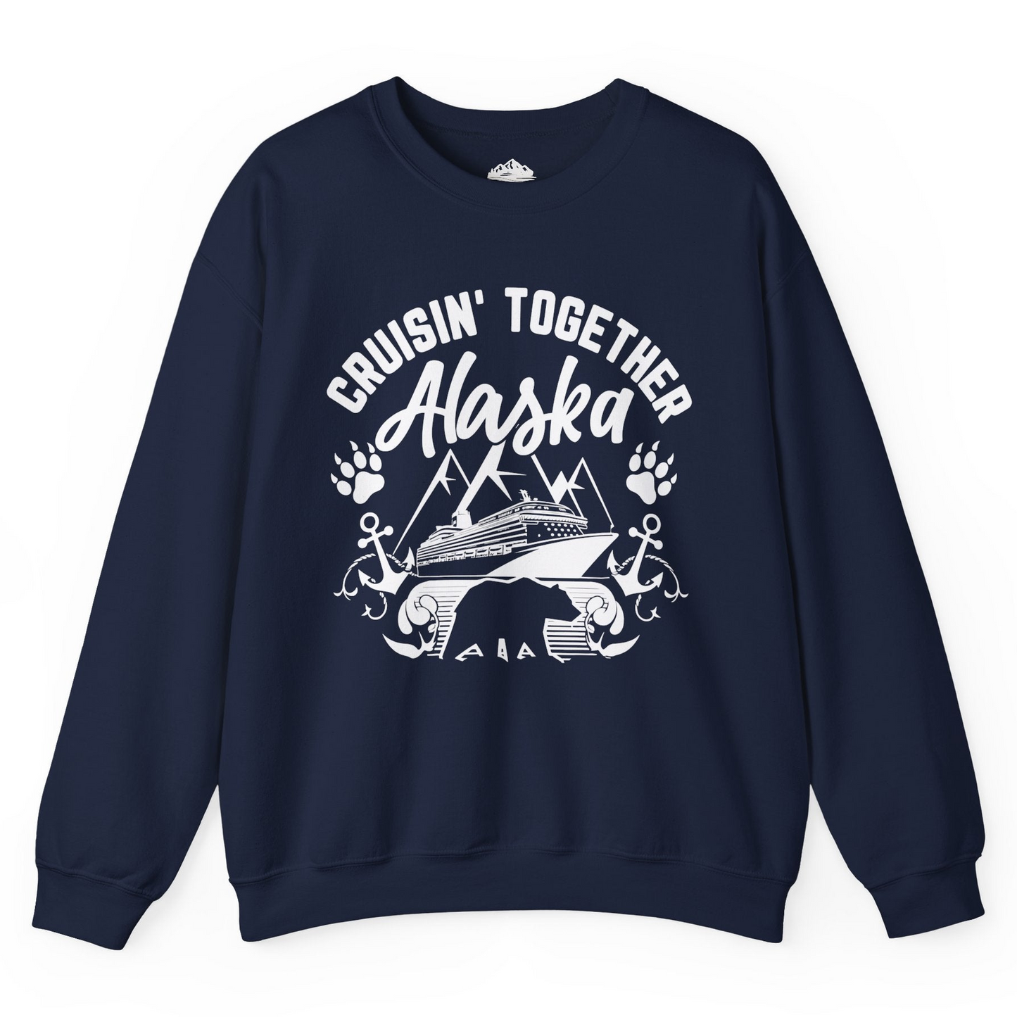 Alaska Cruise Adventure Shirt - Wildlife Bear Paw Nautical Anchors Sweatshirt – Navy – Alaska Cruise Shirts