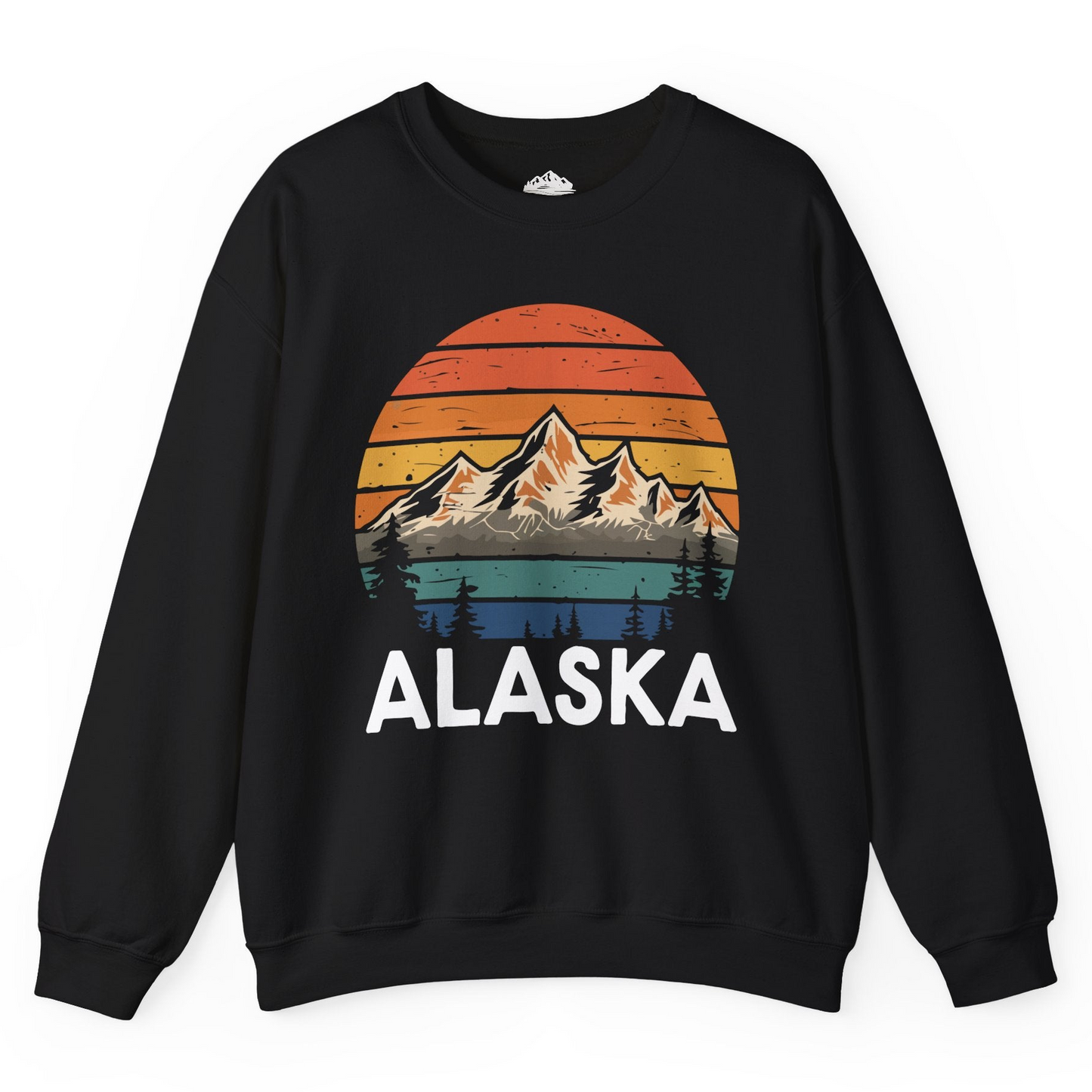 Retro Alaska Mountain Scenery Shirt - Vintage Denali Sunset Tee Sweatshirt – Black – Alaska Cruise Shirts