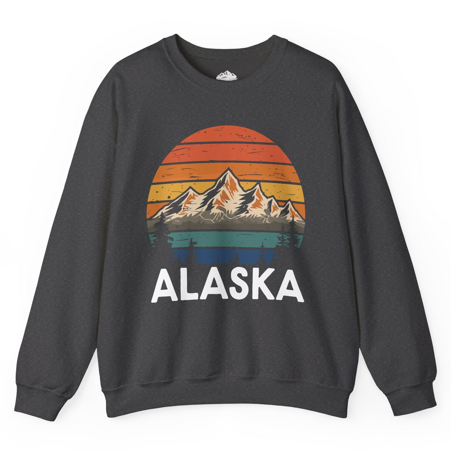 Retro Alaska Mountain Scenery Shirt - Vintage Denali Sunset Tee Sweatshirt – Dark Heather – Alaska Cruise Shirts