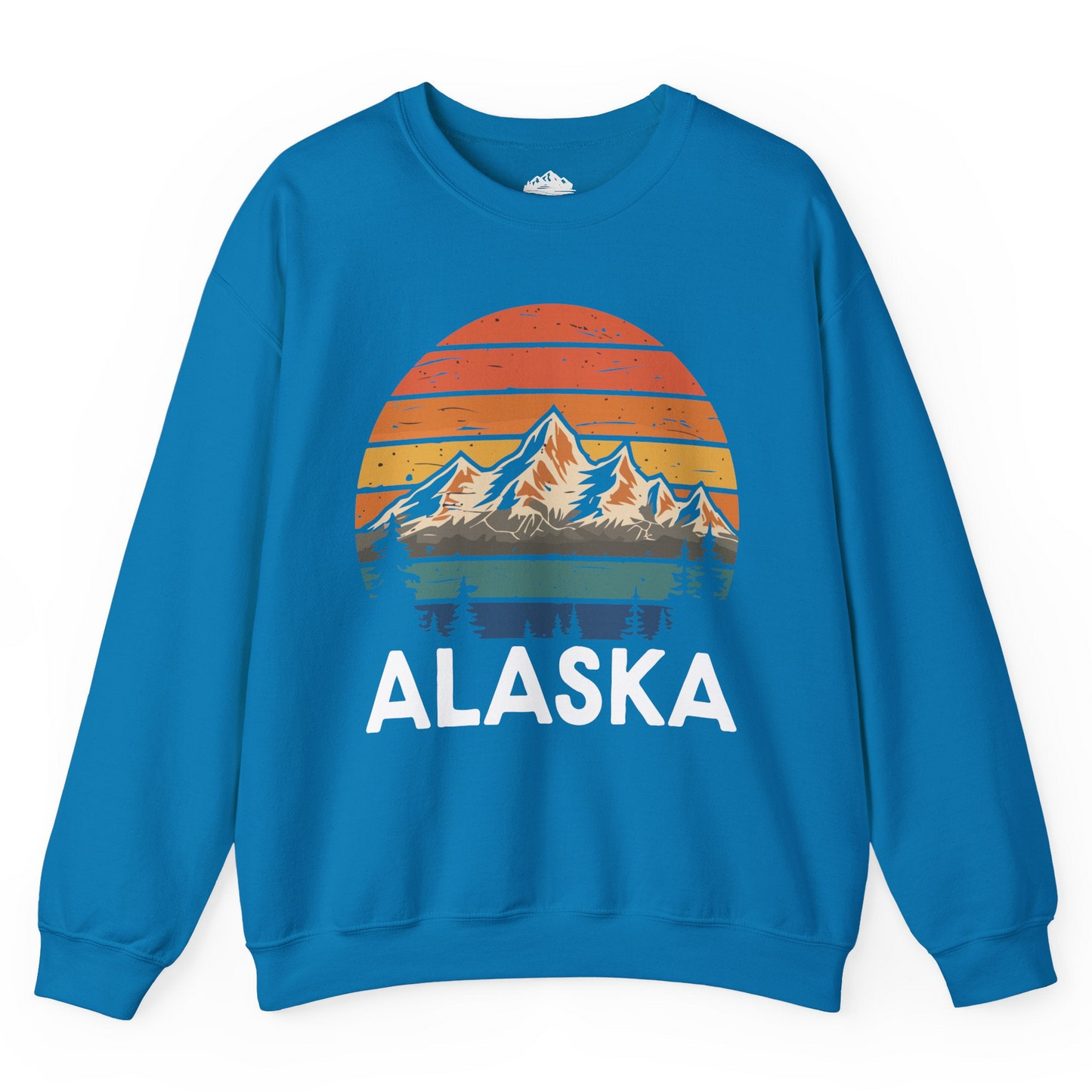 Retro Alaska Mountain Scenery Shirt - Vintage Denali Sunset Tee Sweatshirt – Sapphire – Alaska Cruise Shirts