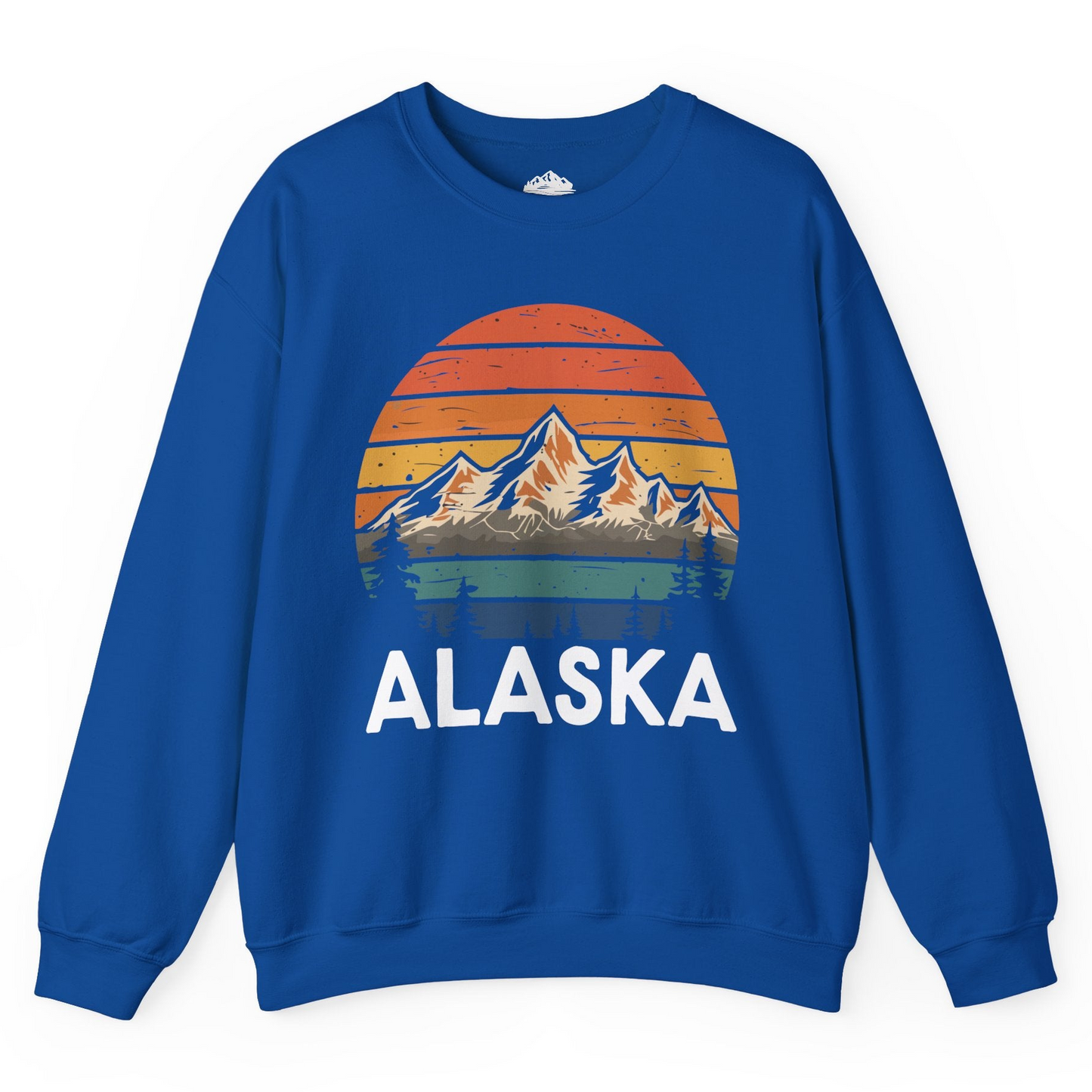 Retro Alaska Mountain Scenery Shirt - Vintage Denali Sunset Tee Sweatshirt – Royal – Alaska Cruise Shirts