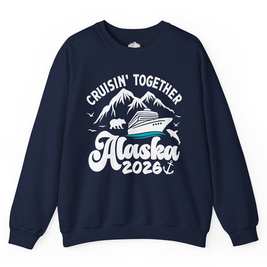 Alaska Cruise Adventure Shirt - Mountains Wildlife and Nautical 2026 Sweatshirt – Navy – Alaska Cruise Shirts