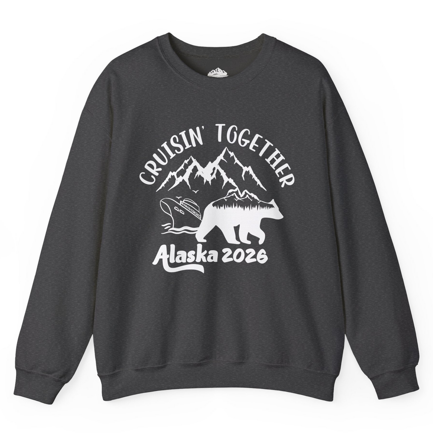 Cruisin Together Alaska 2026 Bear Mountain Group Cruise Shirt Sweatshirt – Dark Heather – Alaska Cruise Shirts