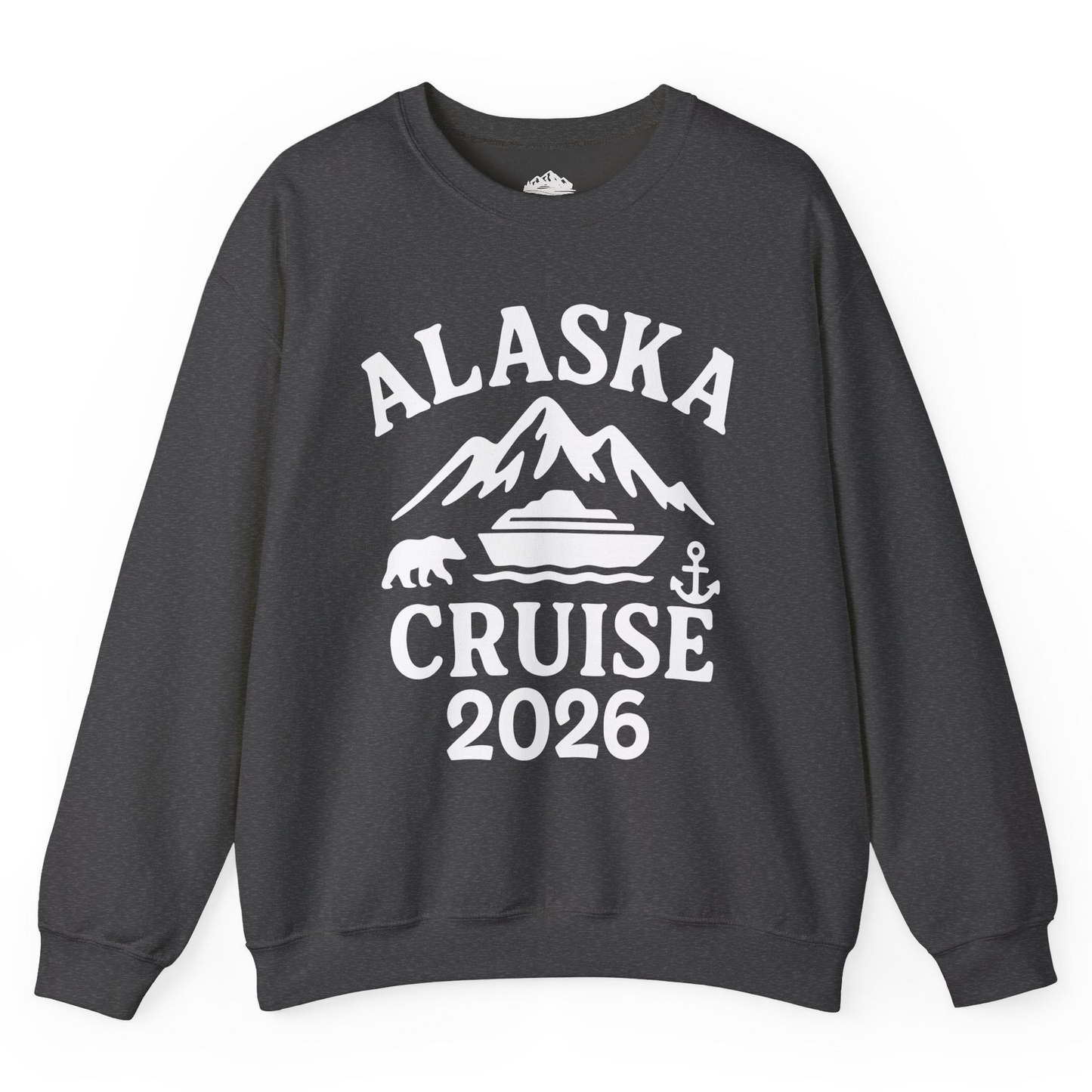 Alaska Cruise 2026 Shirt - Mountains Bear Anchor Adventure Tee Sweatshirt – Dark Heather – Alaska Cruise Shirts