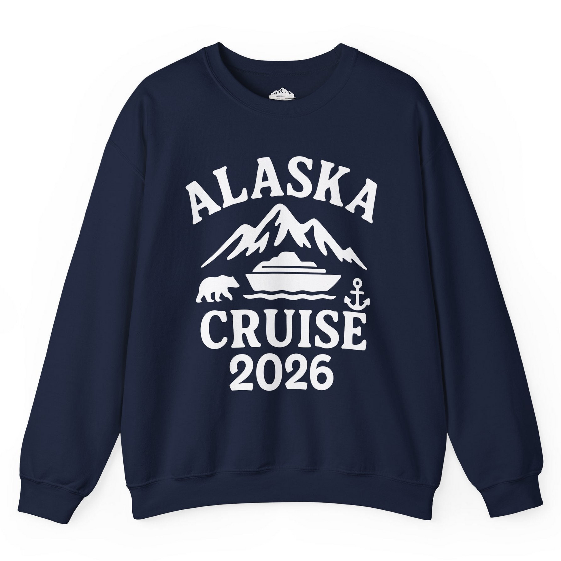Alaska Cruise 2026 Shirt - Mountains Bear Anchor Adventure Tee Sweatshirt – Navy – Alaska Cruise Shirts