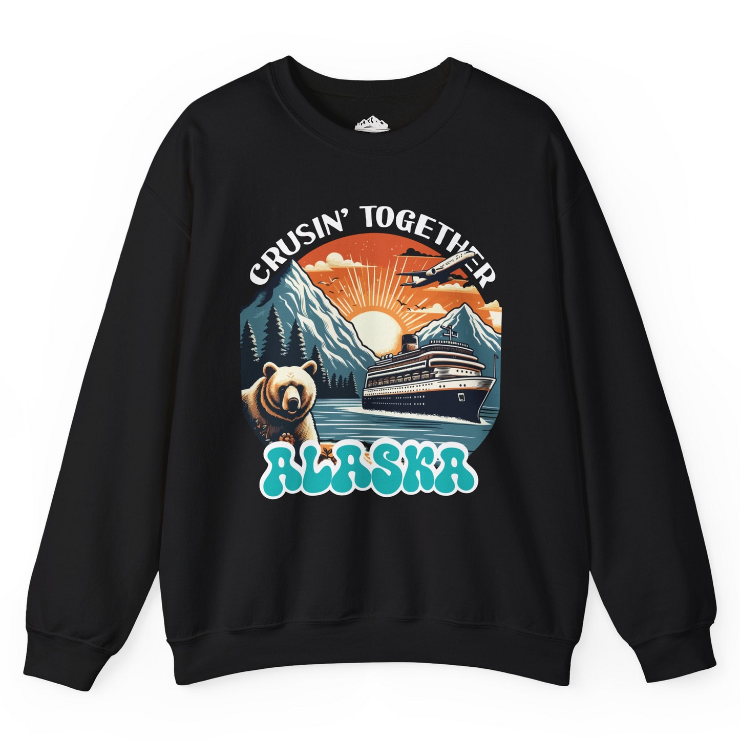 Alaska Cruise Shirt - Retro Bear and Ship Vintage Travel Illustration Sweatshirt – Black – Alaska Cruise Shirts