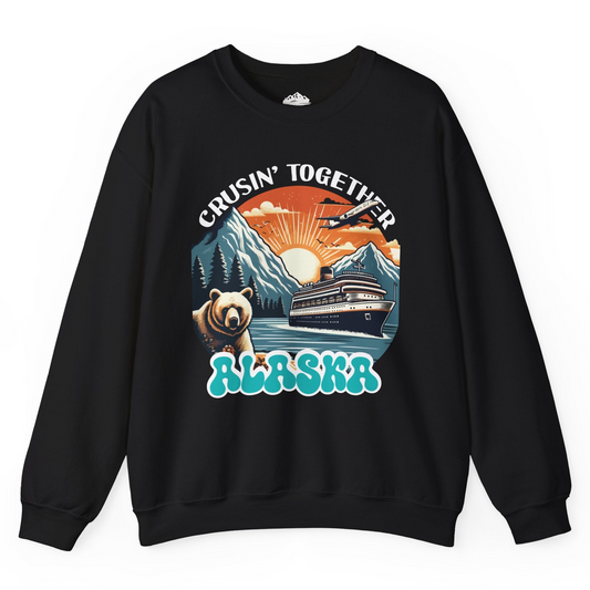 Alaska Cruise Shirt - Retro Bear and Ship Vintage Travel Illustration Sweatshirt – Black – Alaska Cruise Shirts