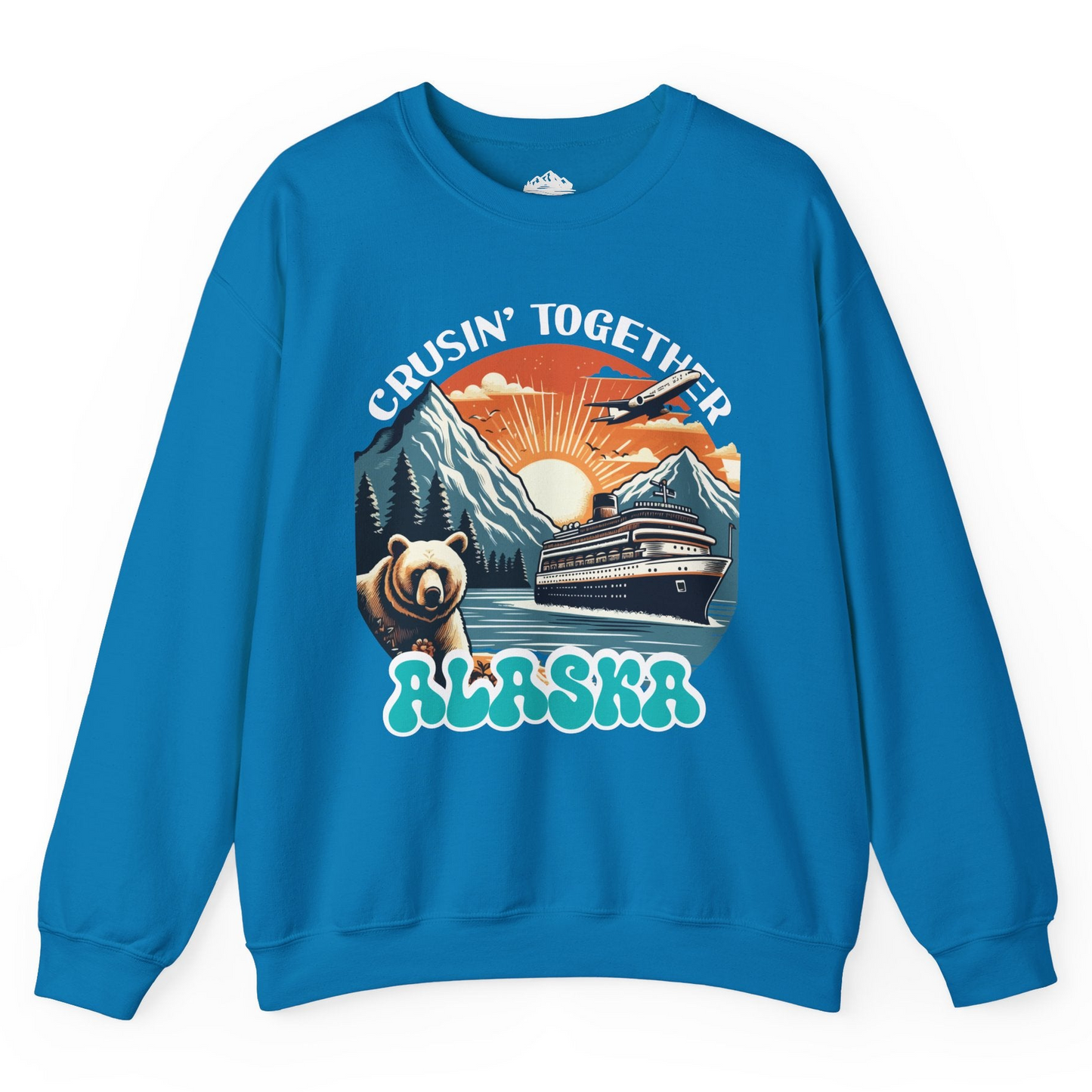 Alaska Cruise Shirt - Retro Bear and Ship Vintage Travel Illustration Sweatshirt – Sapphire – Alaska Cruise Shirts