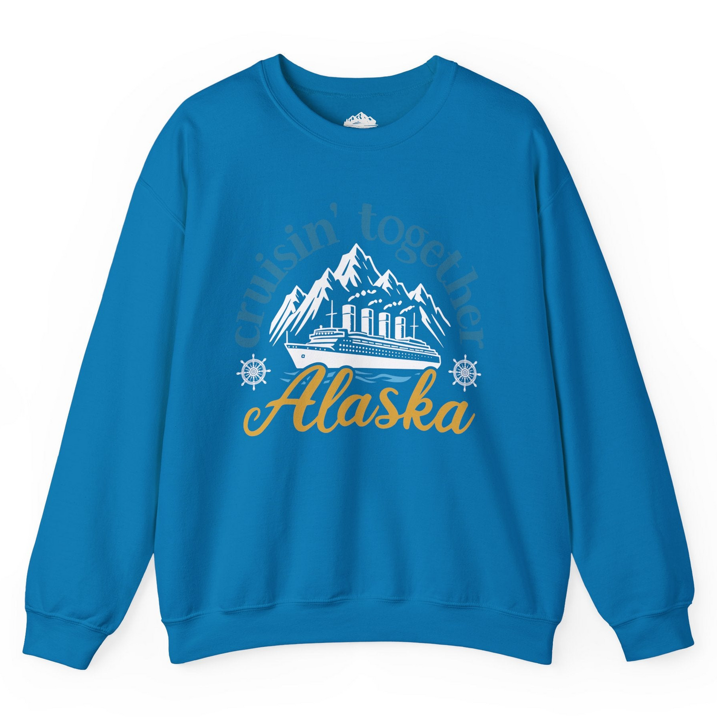 Alaska Cruise Adventure Shirt - Retro Mountains and Ship Graphic Tee Sweatshirt – Sapphire – Alaska Cruise Shirts