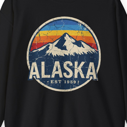 Alaska Vintage sweatshirt Sweatshirt – Black – Alaska Cruise Shirts Close Up