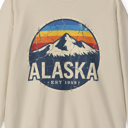 Alaska Vintage sweatshirt Sweatshirt – Sand – Alaska Cruise Shirts Close Up