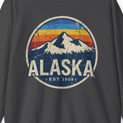 Alaska Vintage sweatshirt Sweatshirt – Dark Heather – Alaska Cruise Shirts Close Up