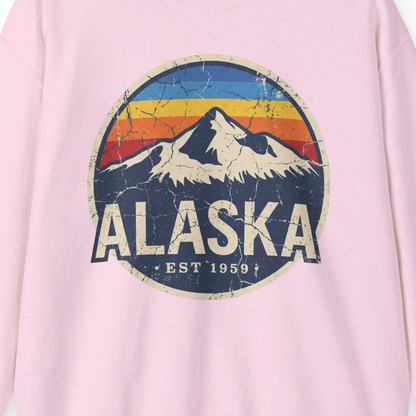Alaska Vintage sweatshirt Sweatshirt – Light Pink – Alaska Cruise Shirts Close Up
