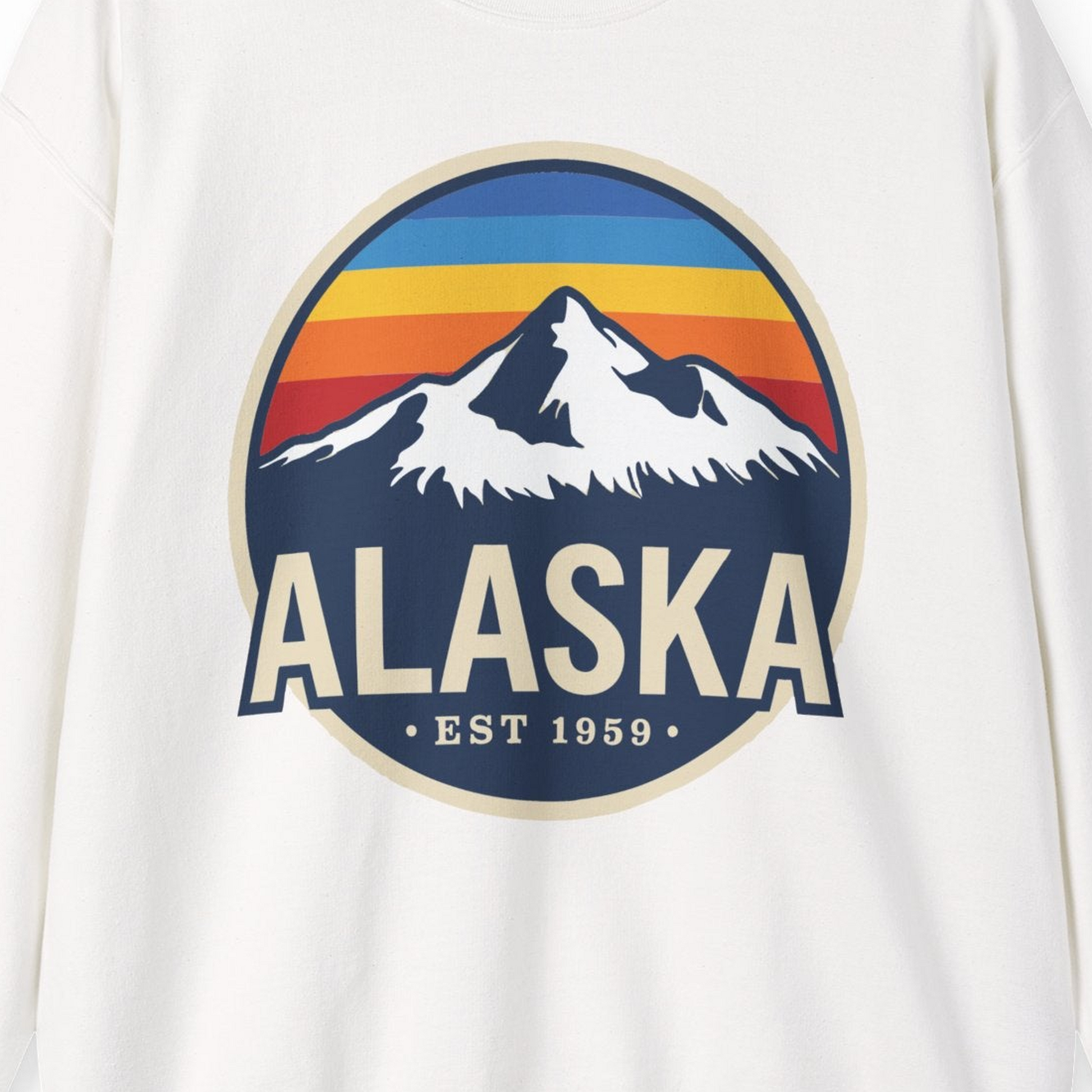 Alaska Vintage Shirt Sweatshirt – White – Alaska Cruise Shirts Close Up