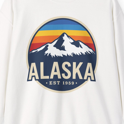 Alaska Vintage Shirt Sweatshirt – White – Alaska Cruise Shirts Close Up