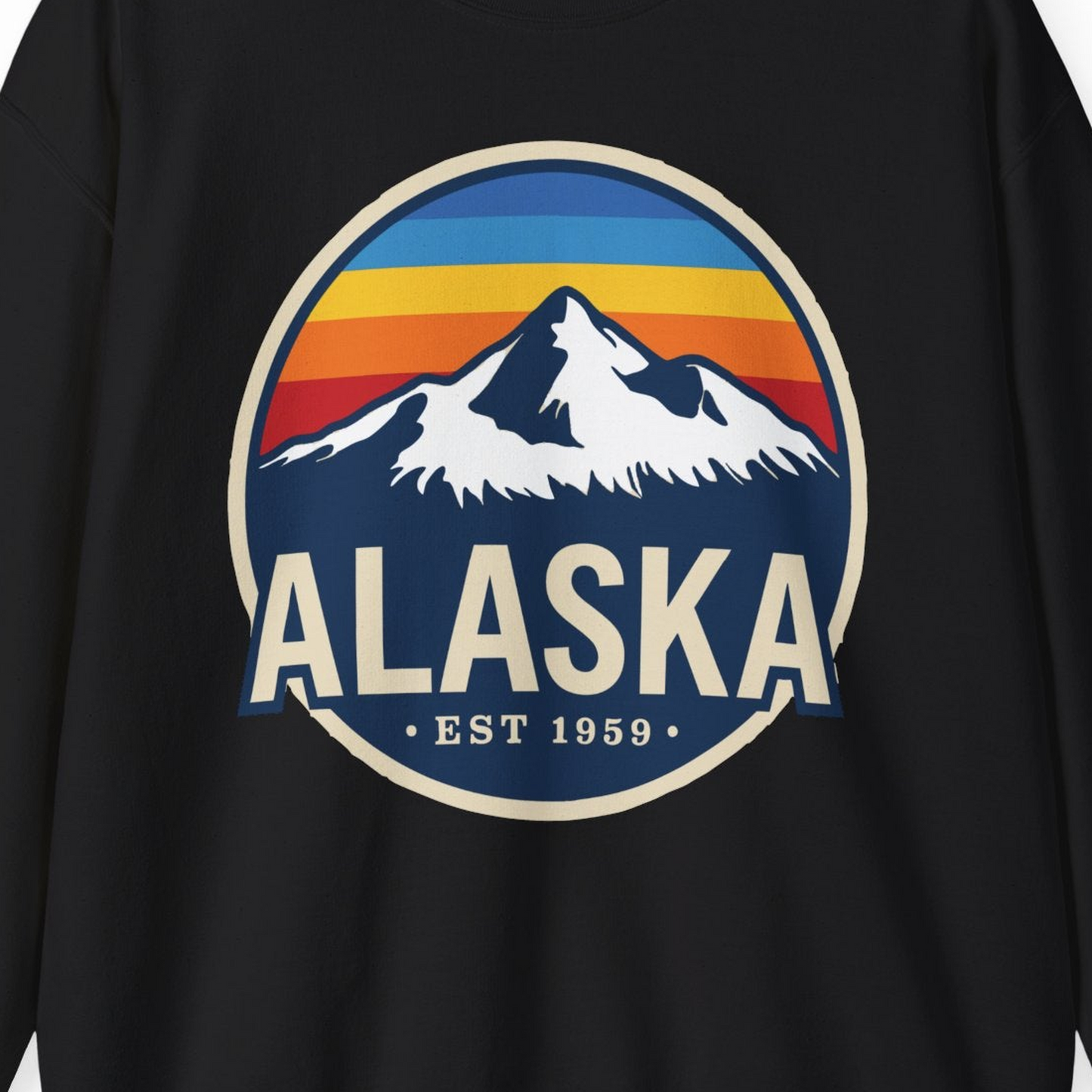 Alaska Vintage Shirt Sweatshirt – Black – Alaska Cruise Shirts Close Up