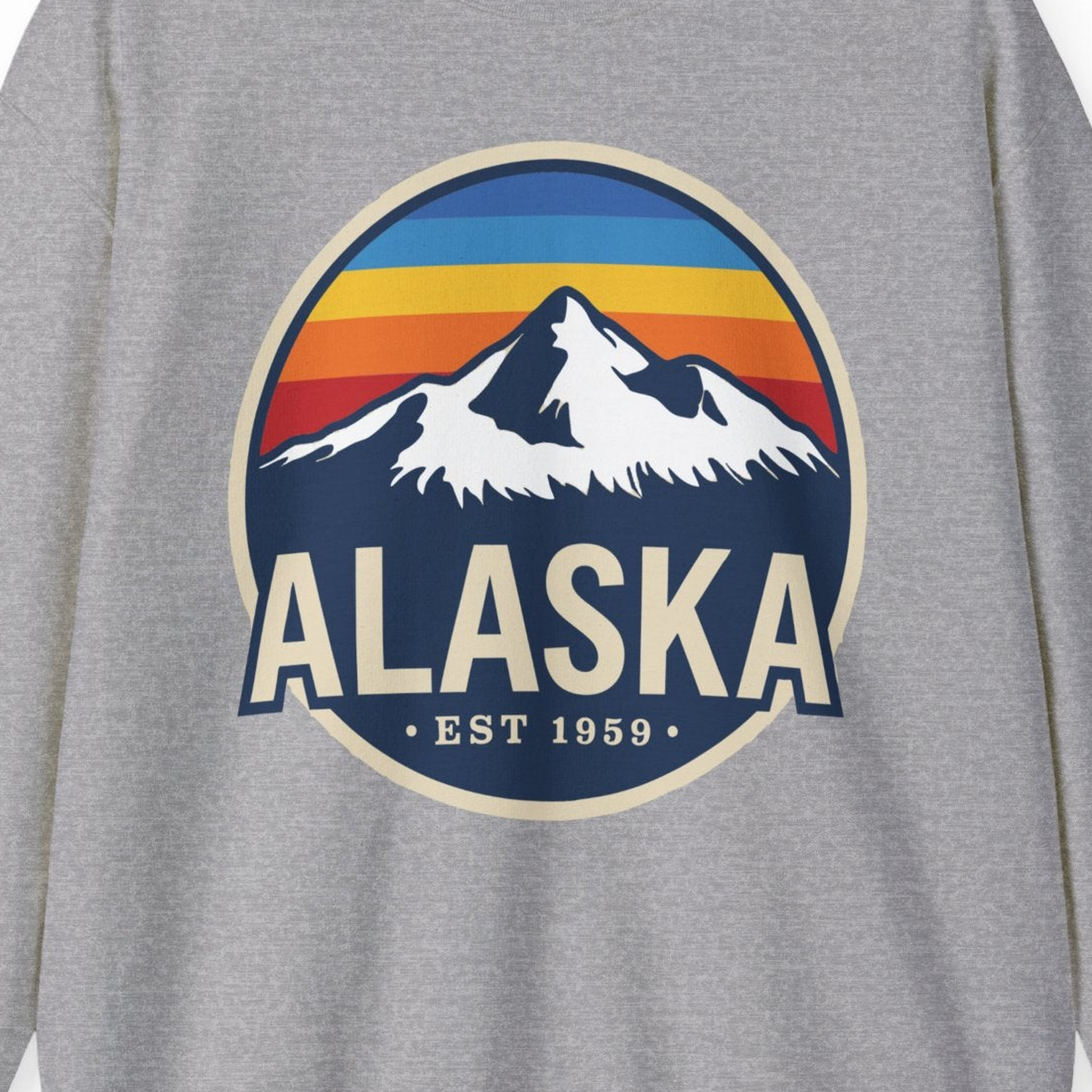 Alaska Vintage Shirt Sweatshirt – Sport Grey – Alaska Cruise Shirts Close Up