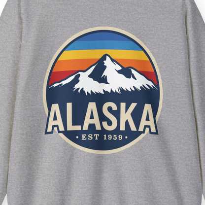 Alaska Vintage Shirt Sweatshirt – Sport Grey – Alaska Cruise Shirts Close Up