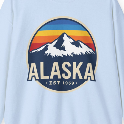 Alaska Vintage Shirt Sweatshirt – Light Blue – Alaska Cruise Shirts Close Up