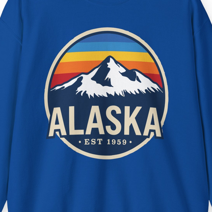 Alaska Vintage Shirt Sweatshirt – Royal – Alaska Cruise Shirts Close Up