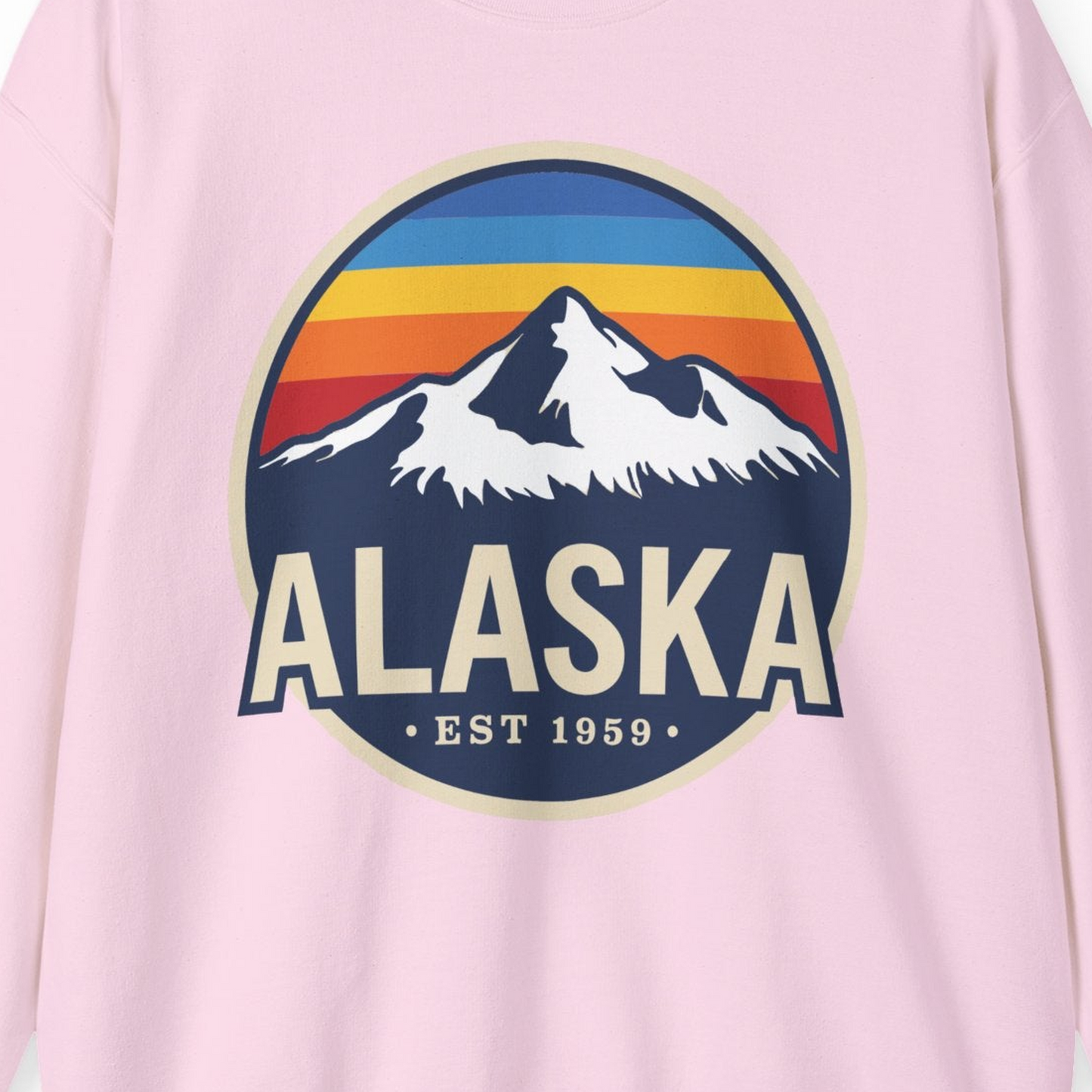 Alaska Vintage Shirt Sweatshirt – Light Pink – Alaska Cruise Shirts Close Up