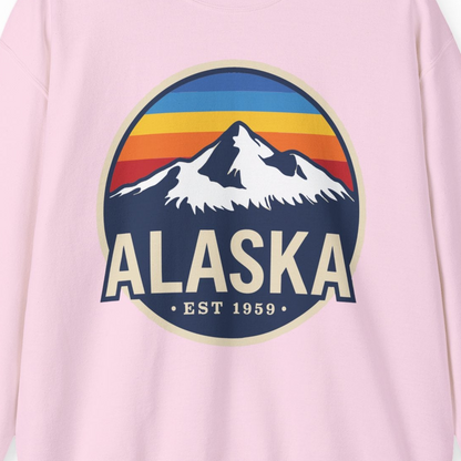 Alaska Vintage Shirt Sweatshirt – Light Pink – Alaska Cruise Shirts Close Up