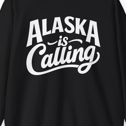 Alaska Is Calling sweatshirt Sweatshirt – Black – Alaska Cruise Shirts Close Up