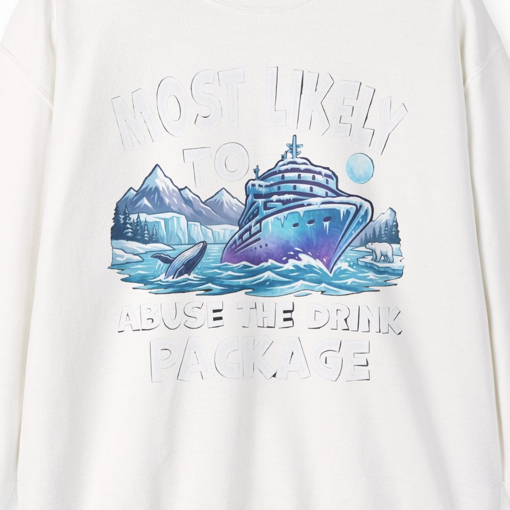 Funny Alaska Cruise sweatshirt Sweatshirt – White – Alaska Cruise Shirts Close Up
