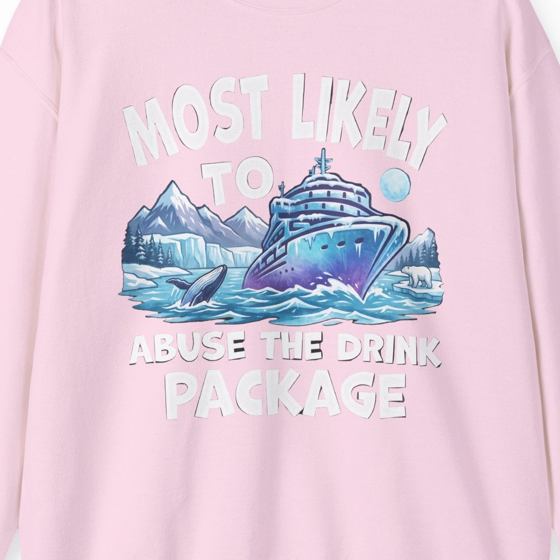 Funny Alaska Cruise sweatshirt Sweatshirt – Light Pink – Alaska Cruise Shirts Close Up