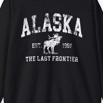 Vintage Alaska Moose Shirt Sweatshirt – Black – Alaska Cruise Shirts Close Up