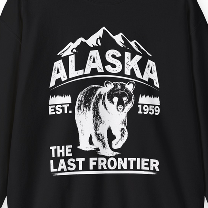 Alaska Bear Shirt Sweatshirt – Black – Alaska Cruise Shirts Close Up