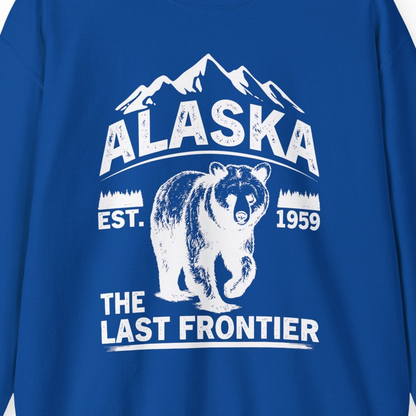 Alaska Bear Shirt Sweatshirt – Royal – Alaska Cruise Shirts Close Up
