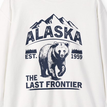 Alaska Bear Shirt Sweatshirt – White – Alaska Cruise Shirts Close Up