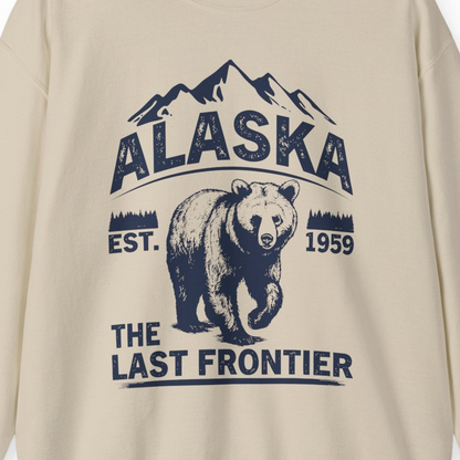 Alaska Bear Shirt Sweatshirt – Sand – Alaska Cruise Shirts Close Up