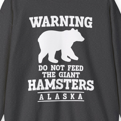 Funny Alaska Bear Warning Shirt Sweatshirt – Dark Heather – Alaska Cruise Shirts Close Up