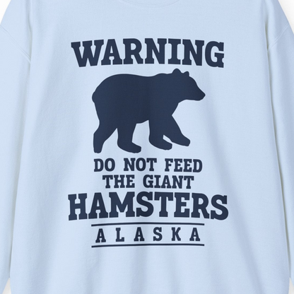 Funny Alaska Bear Warning Shirt Sweatshirt – Light Blue – Alaska Cruise Shirts Close Up